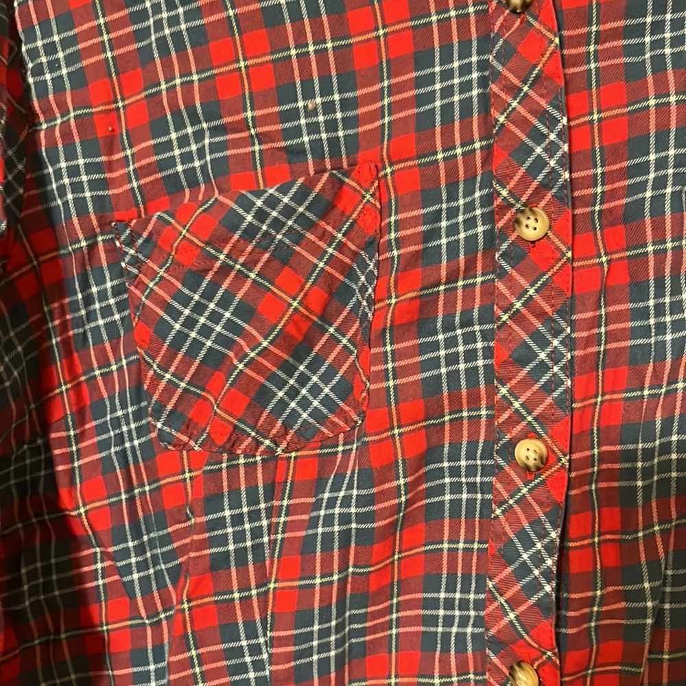LL Bean red and blue plaid shirt size large - Picture 3 of 3